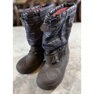 Kamik Boots‎ Youth Size 6 Black Blue Winter Snow Insulated Waterproof Drawstring